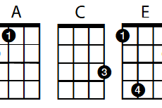 Ukulele Chords showing numbered finger position